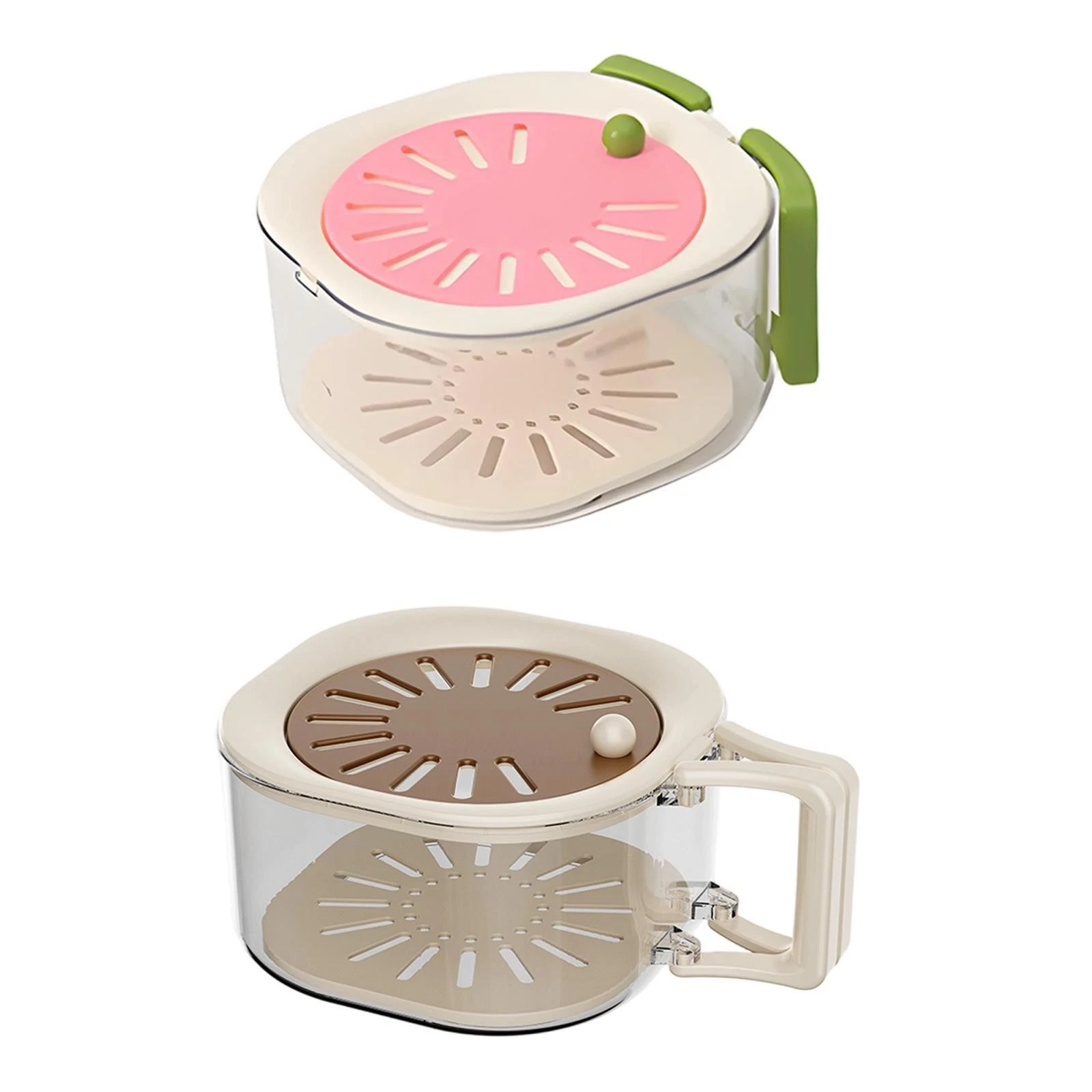 Fruit Drain Basket Foldable Handle with Lid