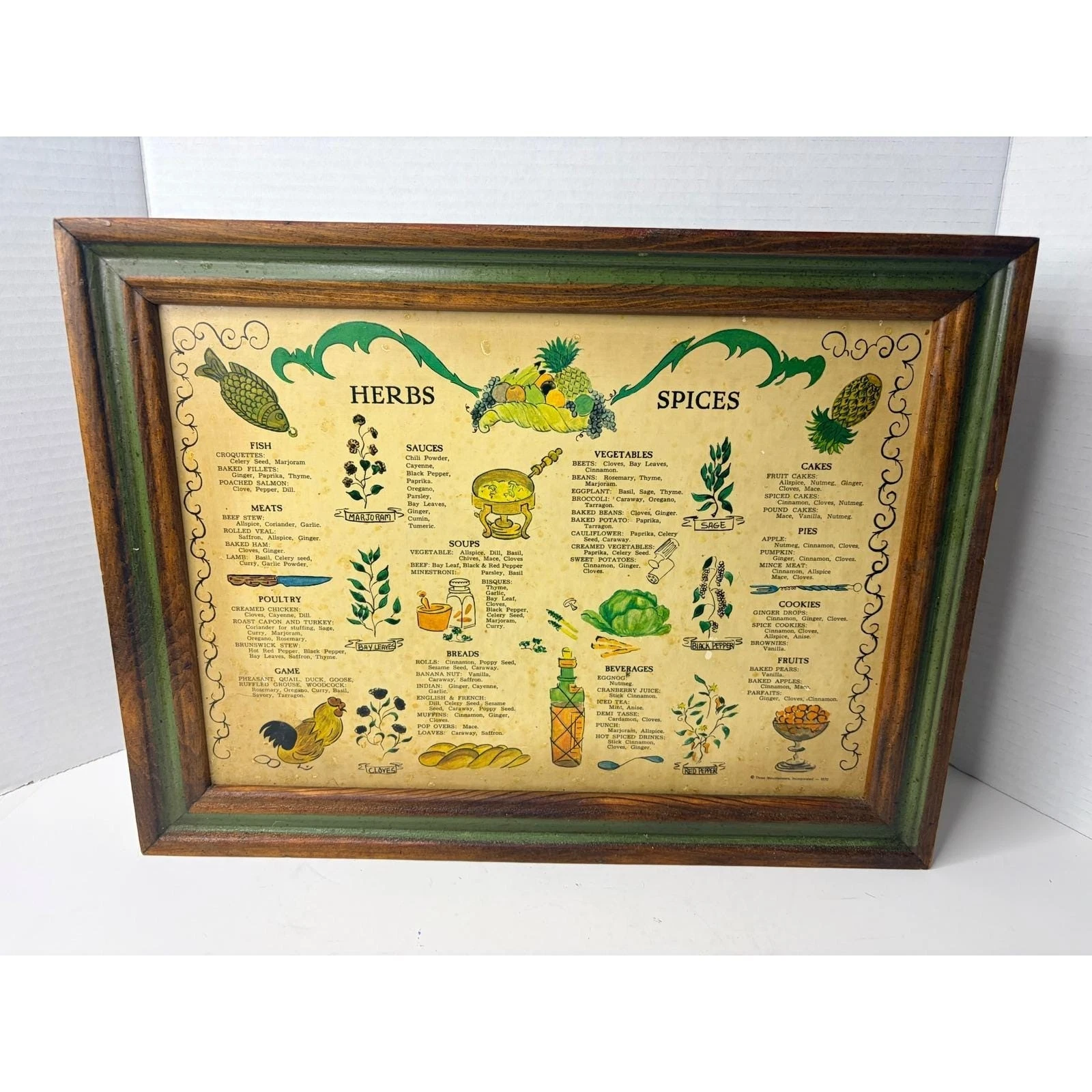 Vtg 1970 Three Mountaineers Herbs Spice Cabinet Wooden Spice Rack Cottagecore