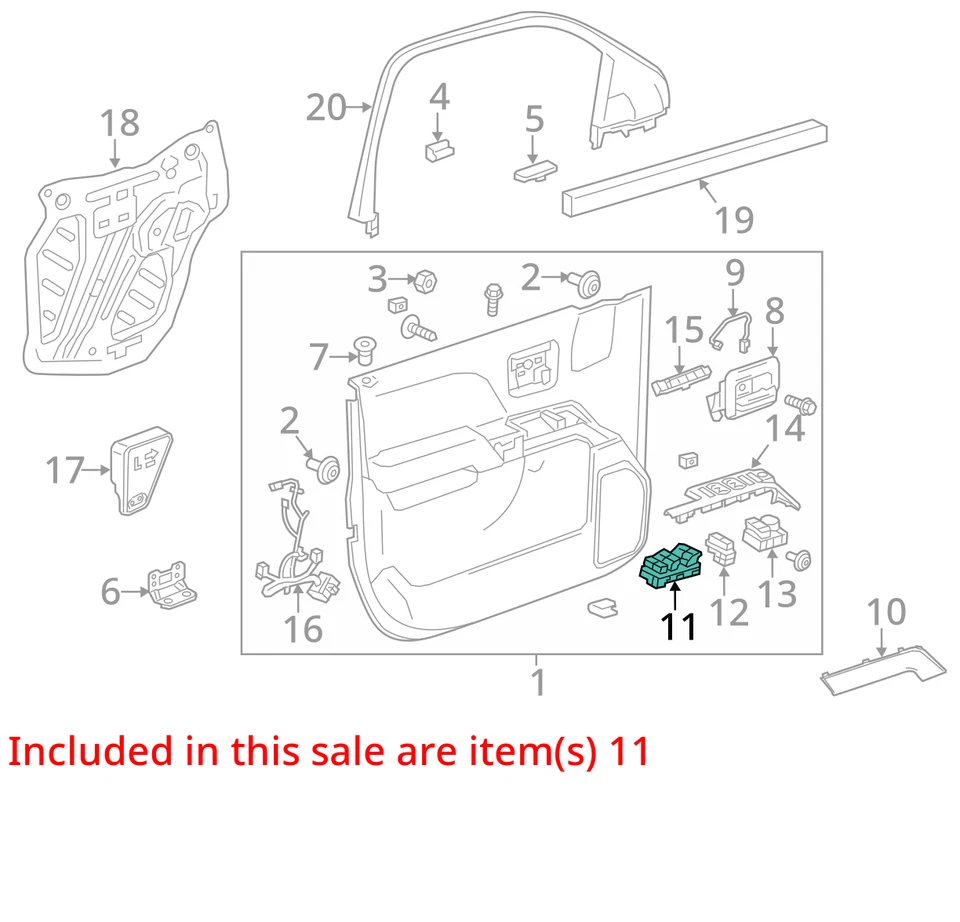 Interruptor de puerta delantera del conductor estilo clásico para camioneta Sierra 1500 14-19 598281 Foto 3 de 4