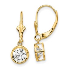 14k Yellow Gold 25mm Cubic Zirconia Leverback Earrings