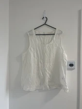 Seasalt Top Womens Size UK 18 White Linen Sleeveless Lighthouse Station Vest
