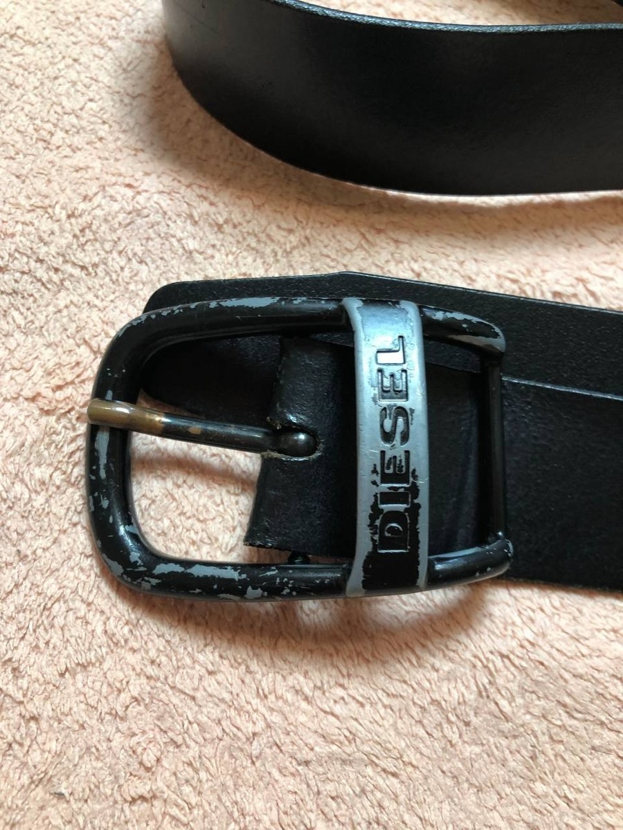 【ゆ】DIESEL 3cm cowleather belt black Mens Diesel Belt 100% Cow Leather Black Made in Italy 100CM Wmns