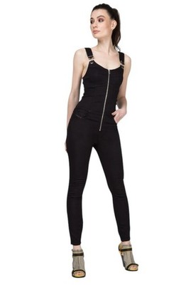 DIESEL D-Inder-Ne 0686E Damen Jumpsuit XS einfarbig schwarz Schnürung Jogg Sweat Tapered