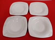 222 FIFTH Rim Soup Bowl Alice Platinum Flower 8 5/8" Square Rim Set of 4
