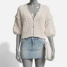 Veronica Beard Women's Ivory Fenimore Cardigan Sweater Size L
