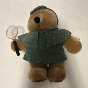 Vintage Dakin Holmes Bear Detective Plush w/ Hat Coat Magnifier Small 1987