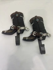 Cowboy Boot Metal Wall Hook Blue Stones