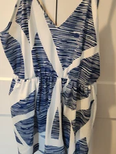 Angashion Blue and White spaghetti strap romper L NW