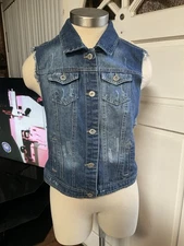 HIGHWAY JEANS Denim Sleeveless Vest Size Medium Distressed Unisex
