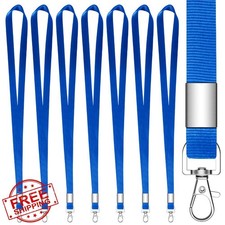 Blue Lanyards for ID Badges, 7 Pcs with Swivel Clip, Nylon Keychain Lanyards