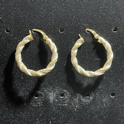 925 Sterling Silber Crystal Dust Twisted Creolen / Huggies 3,5 mm Gold über Silber
