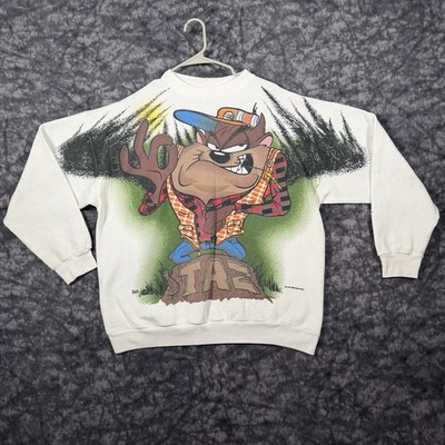Vintage Looney Tunes Ruff And Rugged Taz Sweatshirt Mens Size XL Cartoon Nature