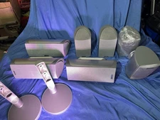 Lot Of 7 Polk Audio RM6901/6801 Surround Speaker Gray with 2 Stands NICE