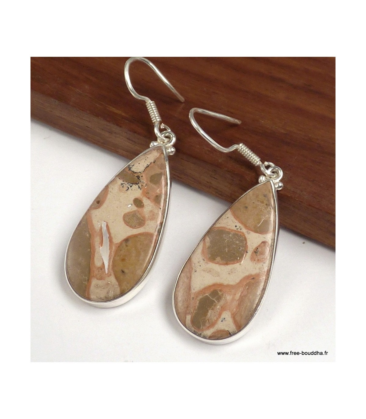 Boucles d'oreilles Jaspe Oeil d'oiseau mexicain look bohème chic pour le quotidien