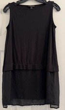  188 Eileen Fisher Stretch Silk Jersey Size XXS Bateau Neck Layered Look Tunic