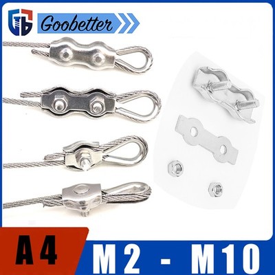 304 A4 Stainless Steel Wire Rope Simplex/Duplex Cable Grip Clamp Clips M2 - M10