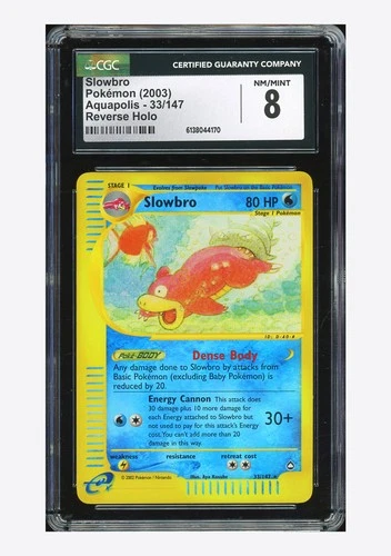 Pokemon CGC 8 Slowbro Reverse Holo 2003 33/147 Aquapolis English