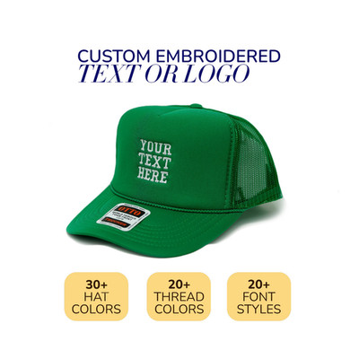Personalized Embroidered Foam Trucker Hat / Custom Text or Logo / Otto Brand Cap