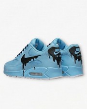 Nike Air Max 90 Custom   Baby Blue Black Drip  Hand-Painted  In-Stock Sizes