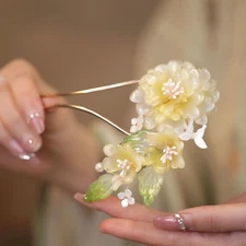 Chinese Style Hairpin Peony Flower Hair Accessory Ancient Hanfu Headpiece  