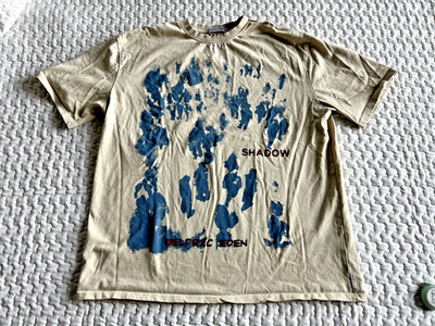 Aelfric Eden T Shirt Mens L Shadow Graphic Crowd Crew Neck Cotton BEIGE GRAPHIC