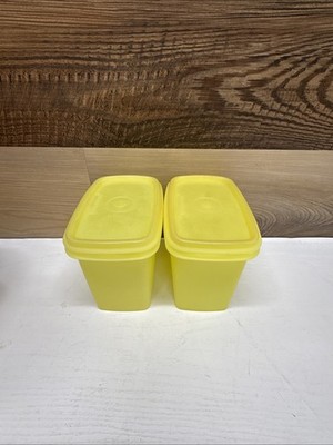 Vintage Tupperware Yellow Shelf Saver Stackable Containers With Lids Set Of 2