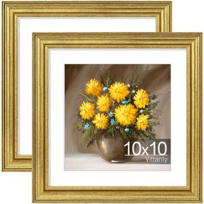 Vittanly 10x10 Picture Frames Set of 2, Ornate Vintage Photo Frame for Wall o...