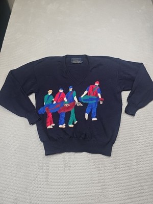 Pringle Sweater Mens Large Vintage Golf Sweater Navy Blue Vneck
