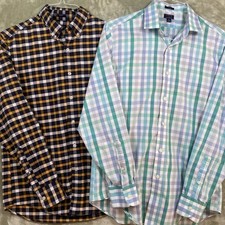 J Crew Flex Oxford Performance Shirt Men's M Slim Check Long Sleeve Set of 2