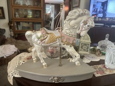 White & Pink Carousel Horse made by Mary Ellen & charles porcelain dolls