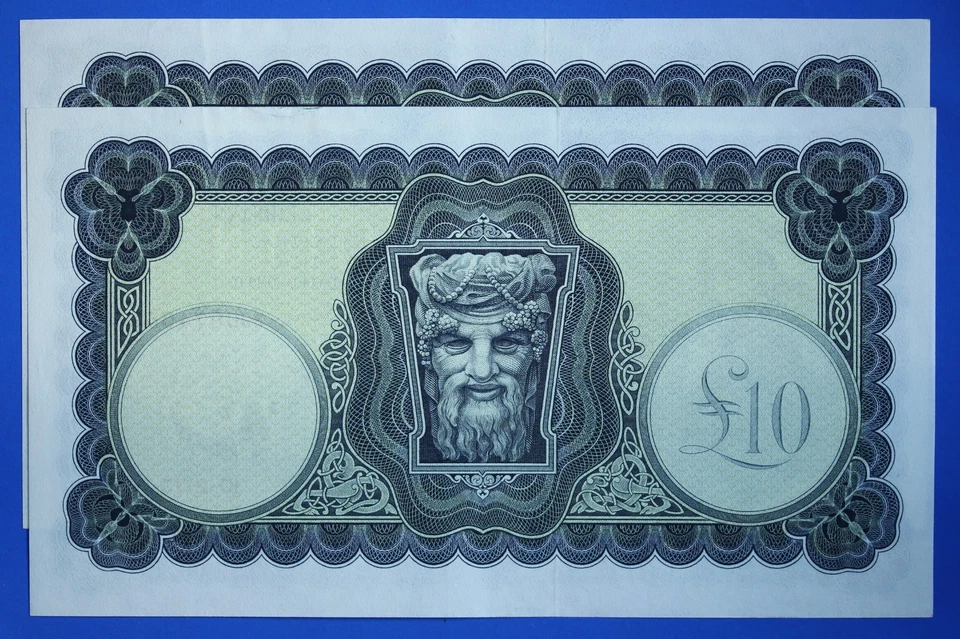 2 1975 Ireland Irish Eire Ten pound £10 banknotes Lavery CONSECUTIVE [33293] - Image 4 of 4