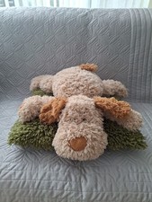 RARE VINTAGE 2009 TESCO BEIGE & TAN FLOPPY SHAGGY LARGE PUPPY DOG COMFORTER 22"