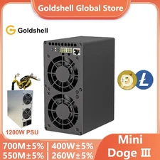 Goldshell Mini Doge 3 Ⅲ Miner Doge Coin LTC Dual Mode 700M or 550M with PSU New