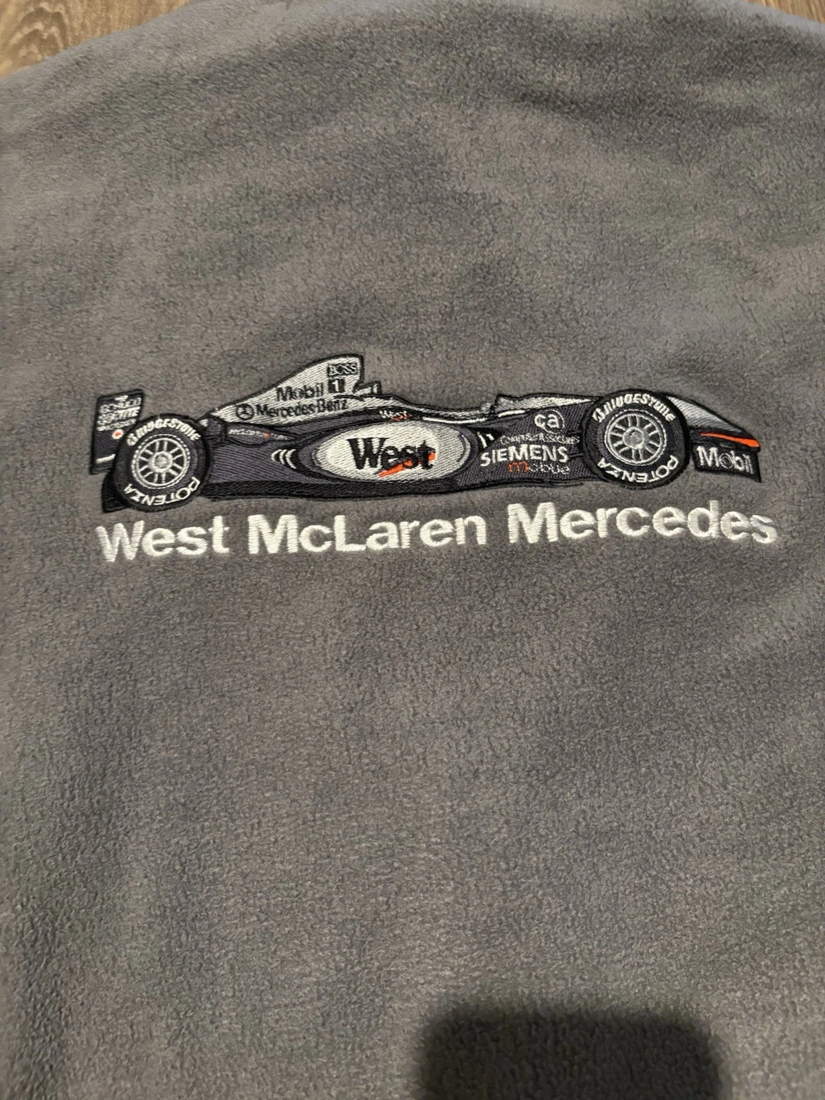 Vintage McLaren Mercedes F1 Fleece Jacket Grey Mens M Formula 1 Team Full Zip - product detail image 3