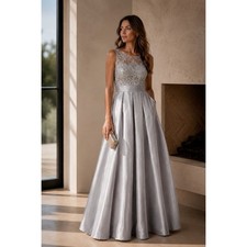 Eliza J TAFFETA Lace ILLUSION Gown WOMEN 8 MAXI DRESS FORMAL EMBROIDERED SEQUIN