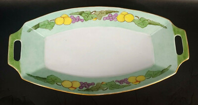 Lemon & Plum Dish w/ Handles Fruit Hand Painted Goldie Arrington mAAS