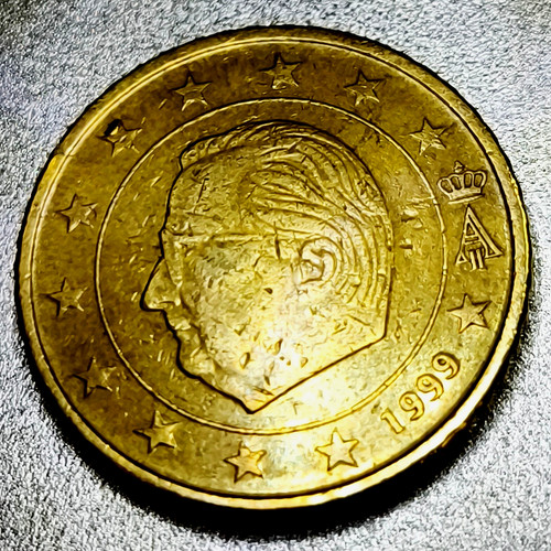 1999 Belgium 50 Cent Euro Coin - Mint Error - King Albert II - Rare Defect