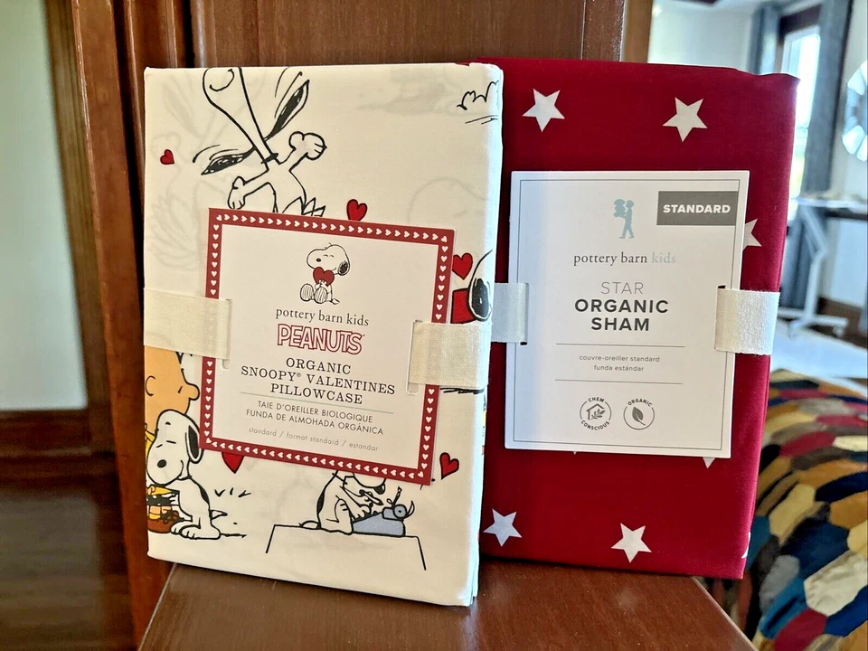 Snoopy Pottery Barn Holiday peanuts Star Sham Disney SET 2 Birthday Pillowcase - - Image 3 of 4