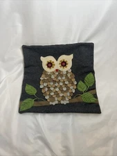 Owl Wool Throw Pillow Covering Case Tree Branch 15.5x15.5”