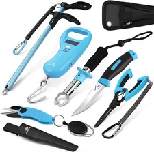 Mossy Oak Fishing Tool Set Lip Gripper/Plier/Fillet Knife/Hook Remover/FishScale