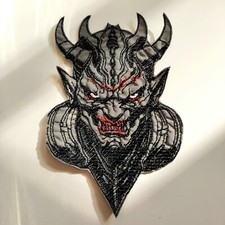 Demon devil horror reflective iron-on embroidered patch