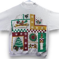 Vintage Hanes Christmas Crewneck Sweatshirt Women  s M Medium Large 90s Holiday