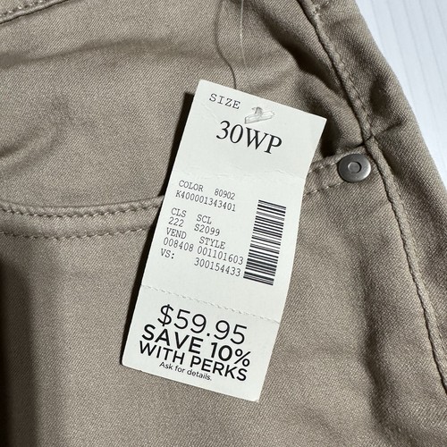 CATHERINES Sateen Stretch Size 30W P Petite Capri Pants Beige Elastic Waist NWT - 第 2/10 張圖片
