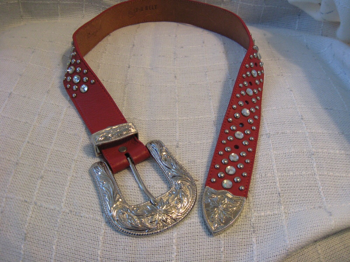 Vtg Paige Roberts Heart Rhinestone on Silver Tone Buckle Black Belt New Boutique Studded Rockabilly Belt - Etsy main image 4