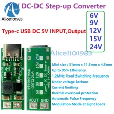 Type-C 9W USB DC-DC 5V to 6/9/12/15/24V Boost Step-up Converter Regulator Module