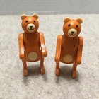 2 Vintage Fisher Price Little People Orange Circus Bears For Train - Great Shape