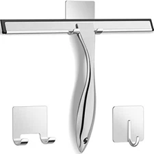 All-Purpose Stainless Steel Shower Squeegee for Shower Doors with 2 Adhesive ...