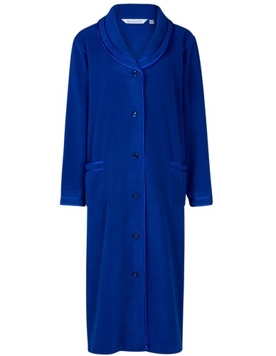slenderella blue 45"long sleeve fleece housecoat robe hc6321