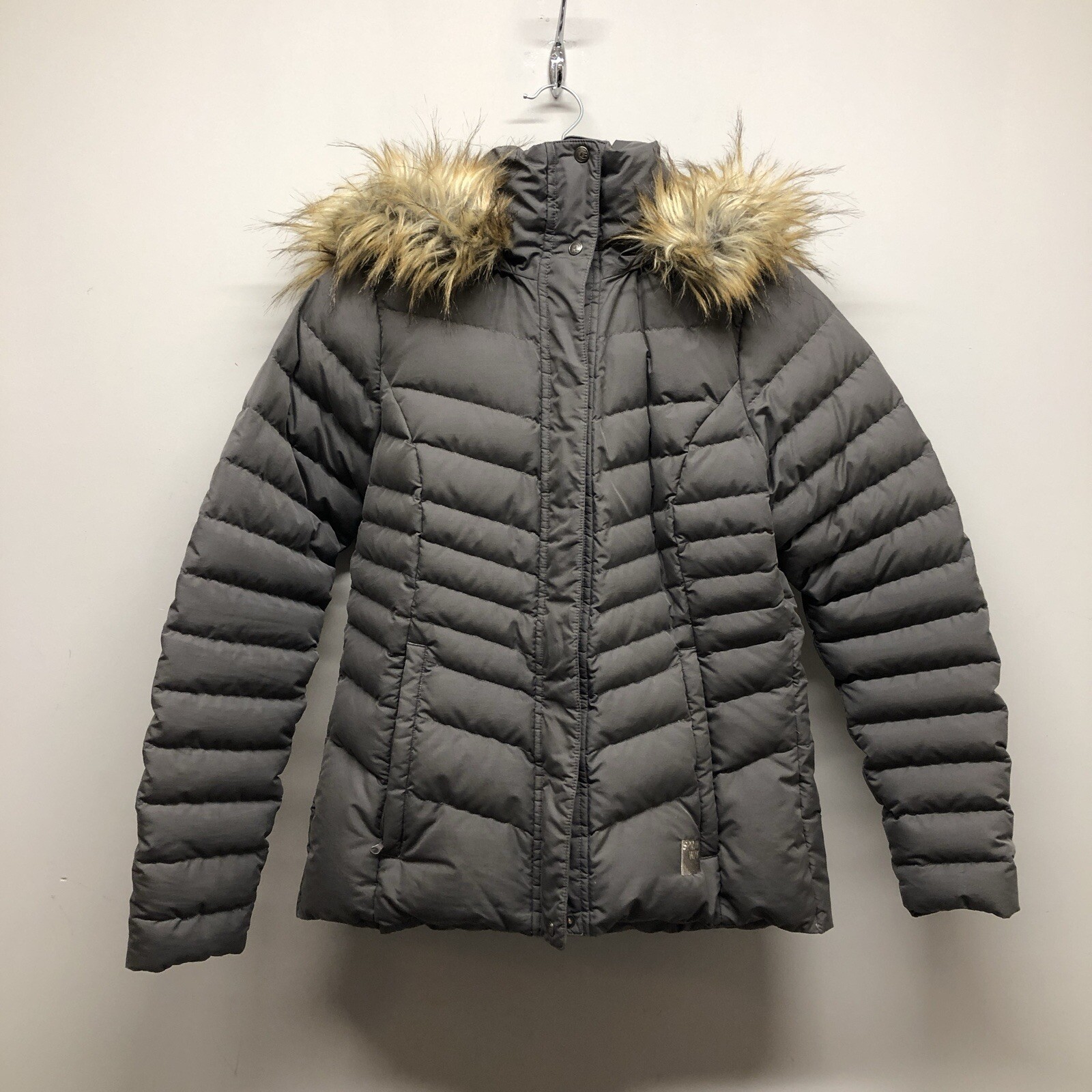 Spray Way Down Filled Puffer Jacket Womens UK 8 Grey Faux Fur Trim Coat