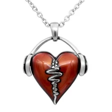 HeartBeat Necklace Headphones Music Love Red Heart Pendant Jewelry By Controse